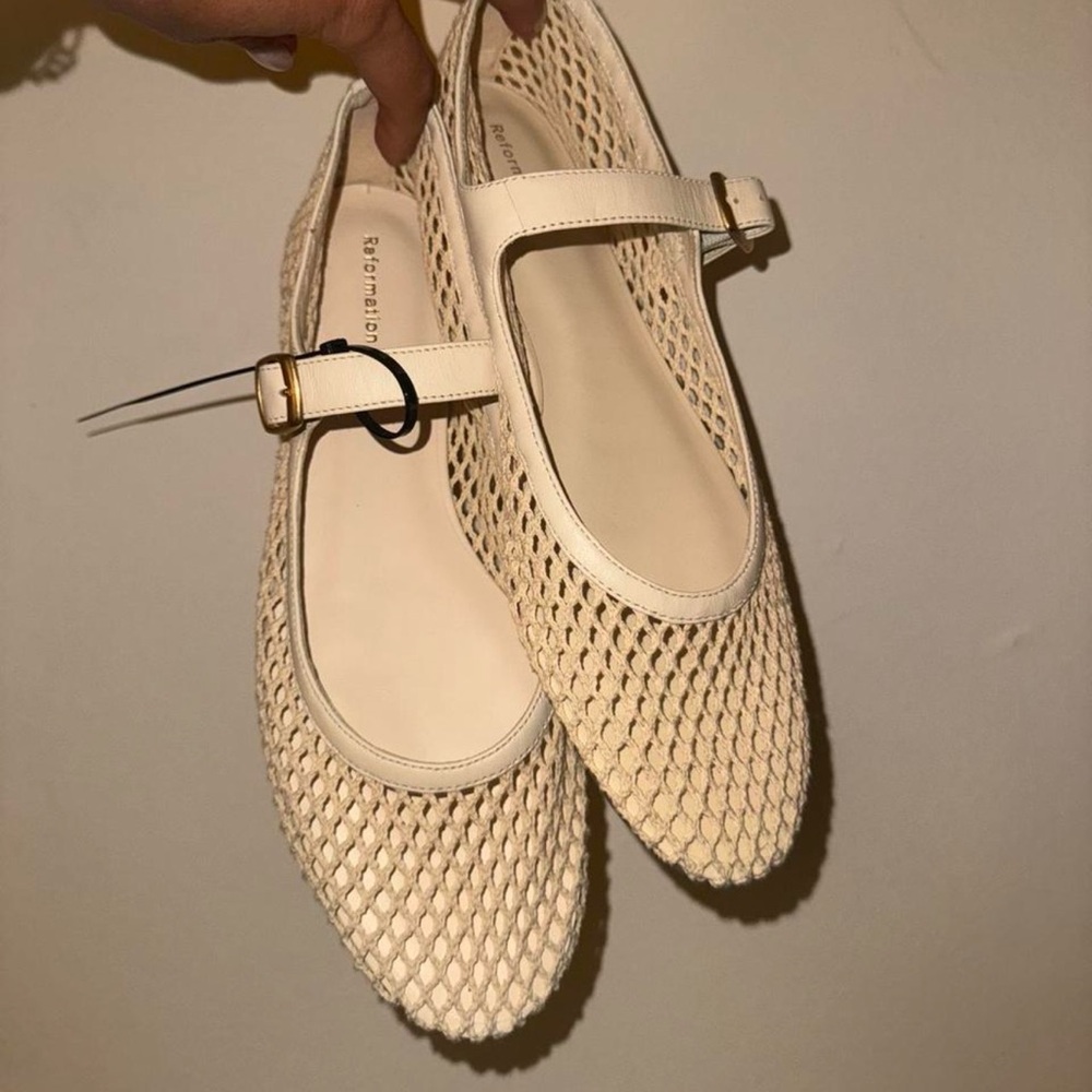 Sold out Reformation Cream Mesh Flats - NWOT